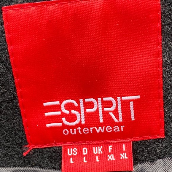 Esprit Wool Hooded Pea Coat Gray Outerwear Nautical Neutral Classic Preppy-L - Picture 12 of 14